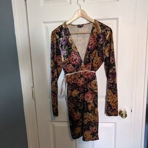 Topshop Floral Print Wrap Dress